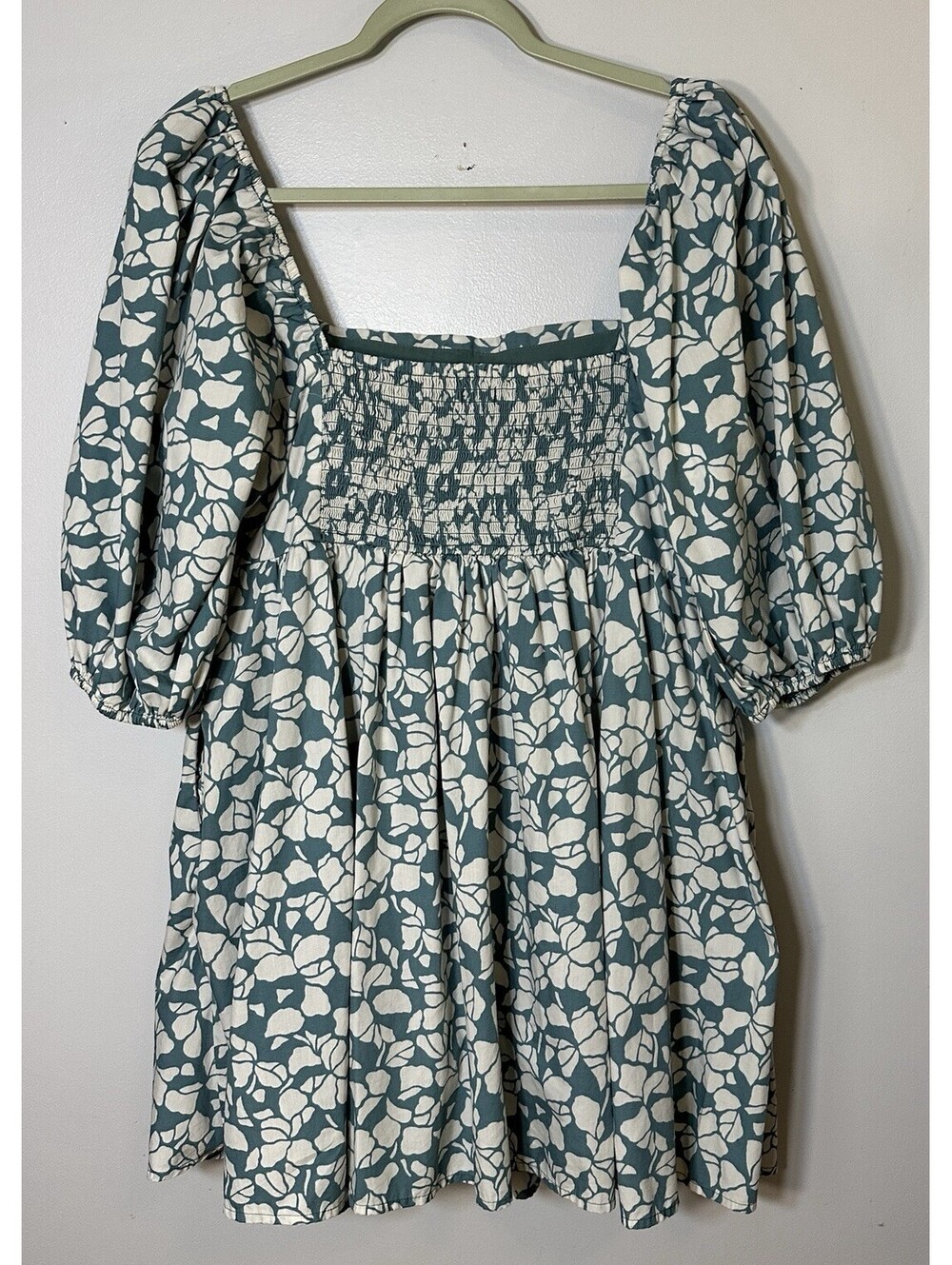 Abercrombie & Fitch Emerson Dress Pleat Front Smocked Back Puff Sleeve Mini XL